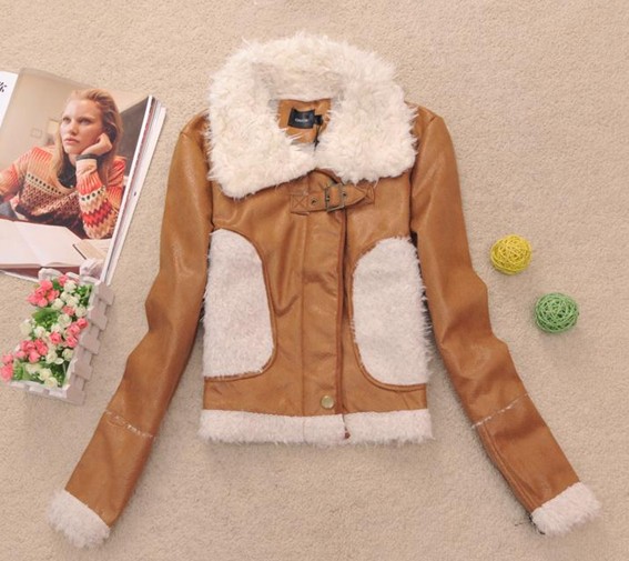 2012 women's the lambs wool faux suede cultivate one's morality collars long sleeve lady's short coat jacket