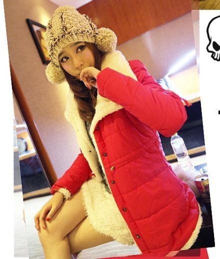 2012 women's thickening bright color wadded jacket berber fleece large lapel thermal outerwear