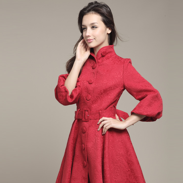 2012 women's trench female outerwear autumn and winter long design expansion bottom overcoat outerwear 6088