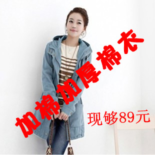 2012 women's trench spring and autumn female long design outerwear slim long-sleeve female trench autumn and winter wadded