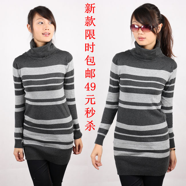 2012 women's turtleneck long-sleeve medium-long sweater outerwear slim basic sweater female thickening