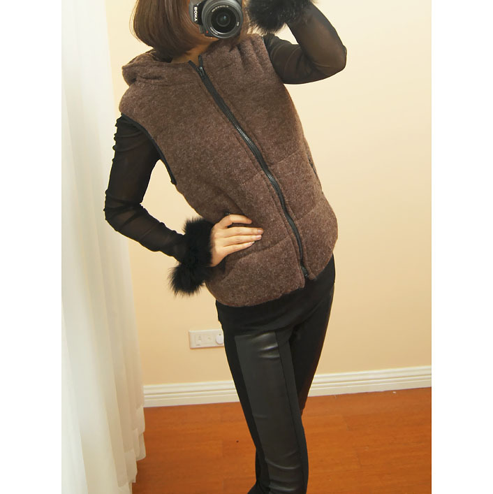 2012 women's ultra soft nap with a hood zipper cotton vest vest