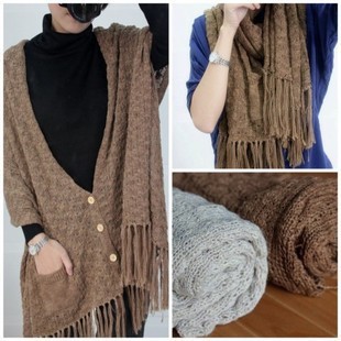 2012 women's ultra tassel long scarf sweater magicaf thermal knitted shawl sweater