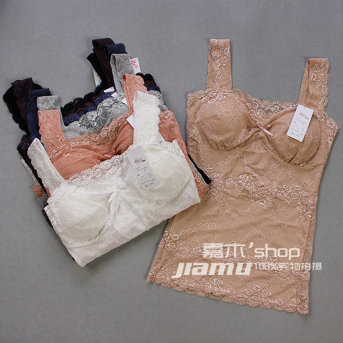 2012 women's underwear back single tier lace belt pad ultra long gauze basic vest