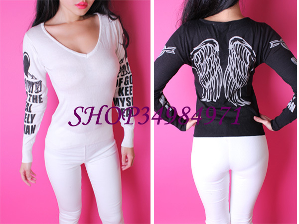 2012 women's wings pattern V-neck long-sleeve sweater