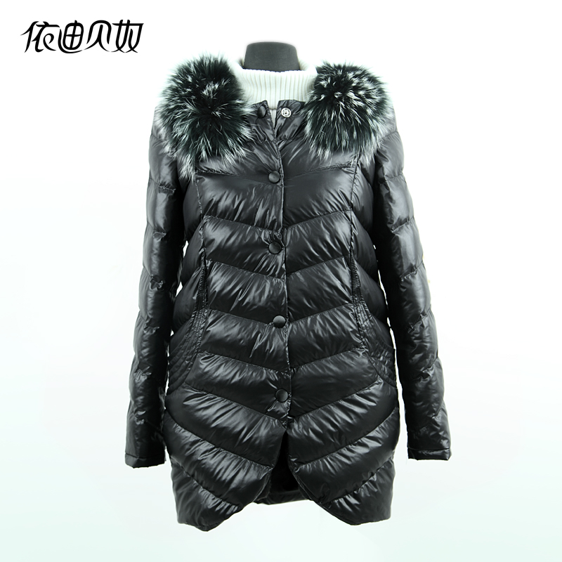 2012 women's winter 6235 fur fox fur collar slim medium-long down cotton wadded jacket