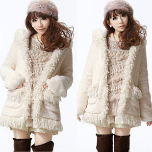 2012 women's winter fashion loose plus size cotton clothes wool woolen trench outerwear