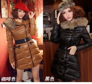 2012 women's winter warm long fur collar winter down coat jacket clothes wholesale Free Shipping