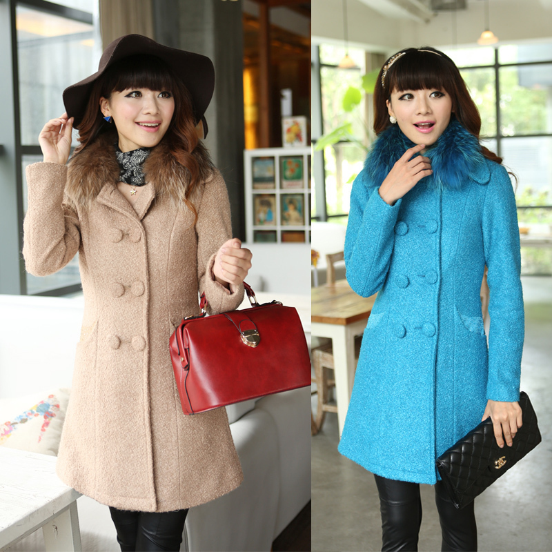 2012 women's wool coat outerwear long design slim woolen outerwear woolen overcoat