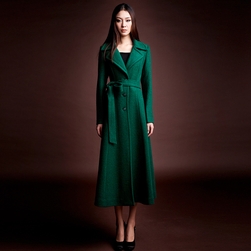 2012 women's wool coat ultra long slim woolen outerwear fashion trench fy-003