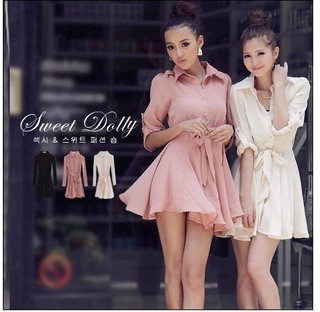 2012 women's xb18 princess sleeve big skirt dress long design slim waist long-sleeve shirt