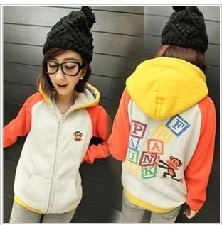 2012 women's xc2 fashion print zipper sweatshirt fleece with a hood outerwear female