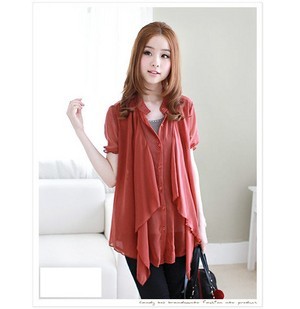 2012 women's xc3 sweet solid color summer chiffon shirt