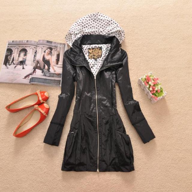 2012 Women spring and autumn zipper slim waist long-sleeve medium-long trench outerwear 0.58