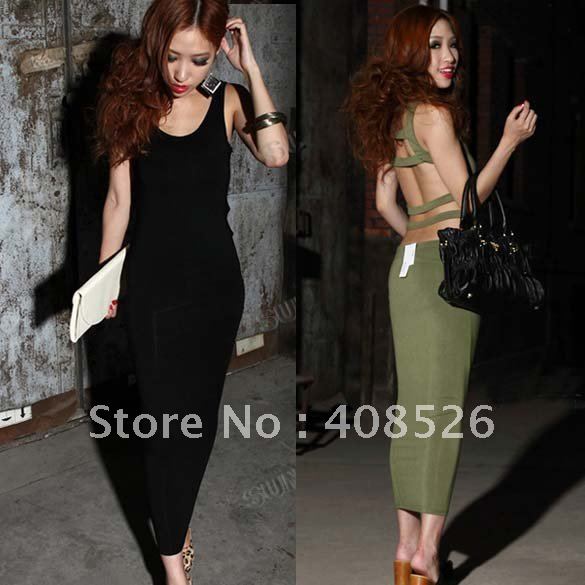 2012 Women Summer Sexy Backless Beach Maxi Long Dress 2 Colors FREE SHIPPING 3834