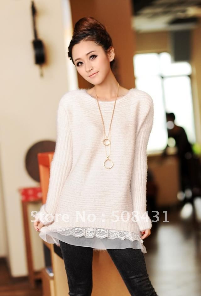 2012 women sweater trend lace sweater outerwear long-sleeve sweater 4 colors