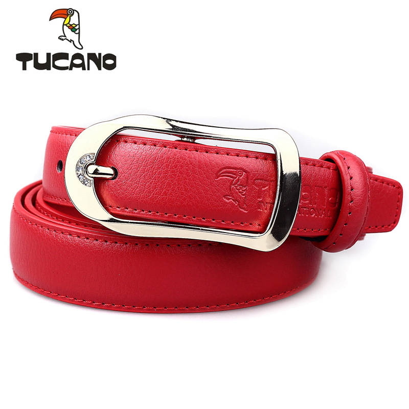 2012 woodpecker strap women's genuine leather belt rhinestone agings red fashion elegant