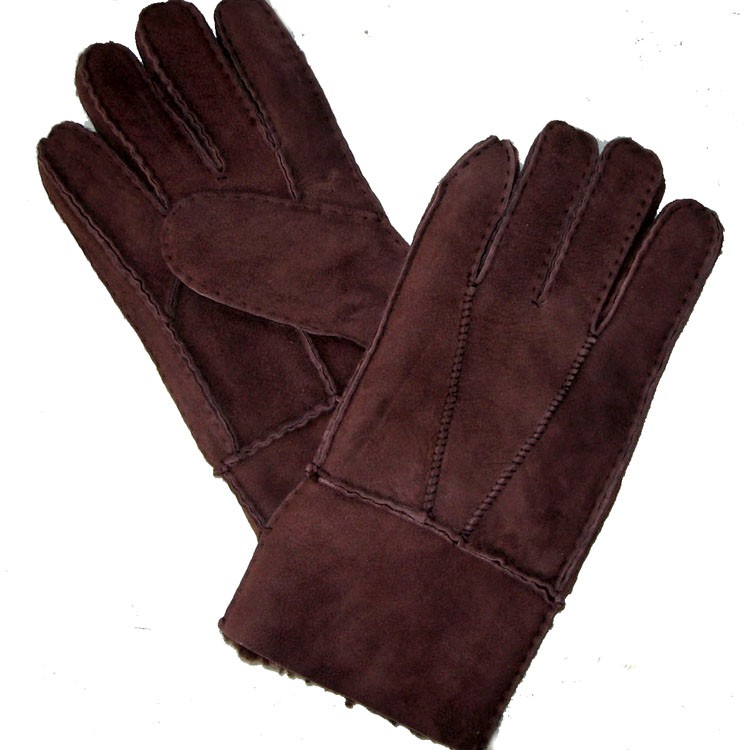 2012 wool and fur in one gloves genuine leather finger gloves winter warm thermal