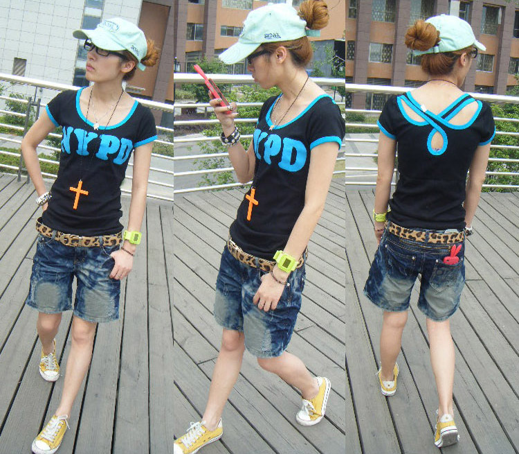 2012 xiaxin Women hole loose plus size mm denim pants in shorts 8276