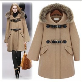 2012 [YZ105]autumn winter fashion female/women's woolen outerwear/overcoat/jackets/trench fur collar free shipping