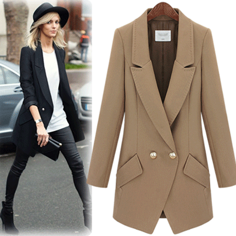 2012autumn fashion  double breasted long design trench OL outfit women's slim suit khaki black