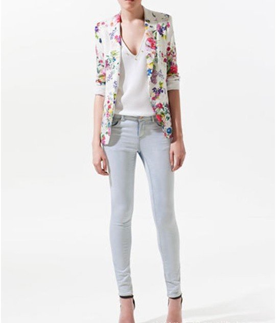 2012Autumn Top grade classic womens' floral print suits vogue Casual Blazer jacket flowers colorful cozy elegant slim outwear