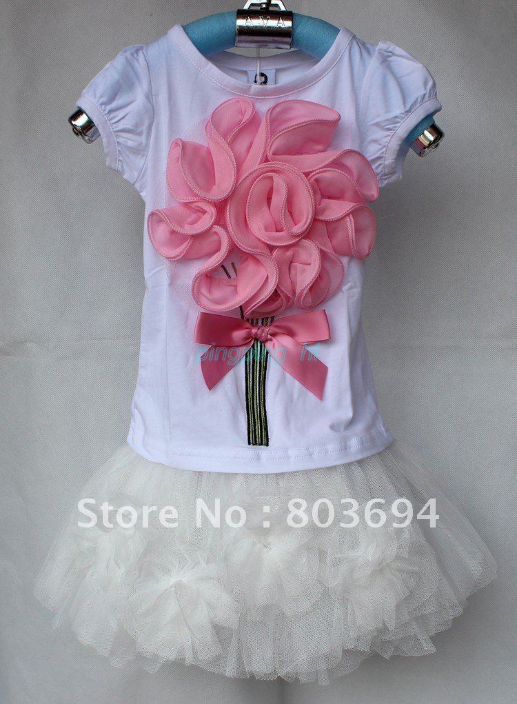 2012baby suit =white mei rose top +five folwer skirt   hl  -*-*