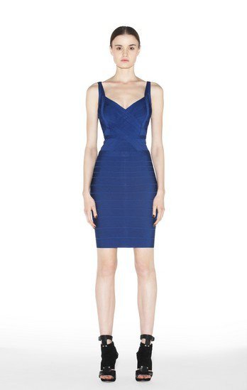 2012HL dark blue women's skirtes bandage brand dress v-neck double spaghetti strap sheath dress sleeveless fashion evening dress