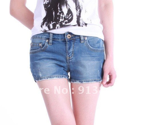 2012Light Blue Leopard hole Denim Jeans sexy shorts trousers Leisure pants / summer fashion shorts women's jeans free shipping