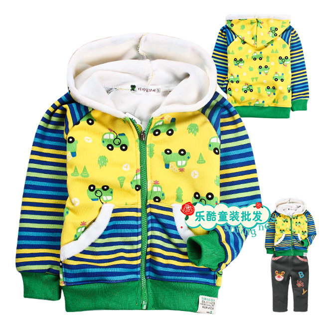 2012New children's clothing autumn and winter cashmere outerwear 6625 thermal outerwear zipper-up