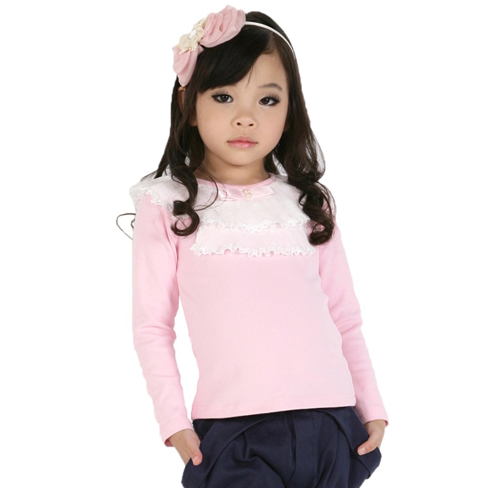 2012newest design children blouses girls long sleeve pink+red blouse baby kids wear children garments free shipping