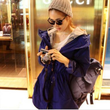 2012partysu candy drawstring the disassemblability cap loose sweep trench outerwear