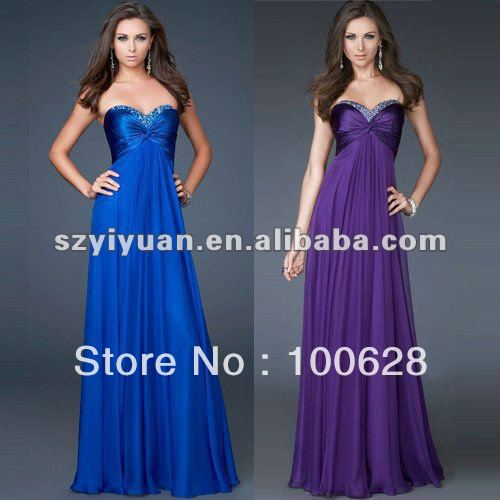 2012Sweetheart Blue & Purple Beaded Long Fashion Evening Dress/Cocktail Dress