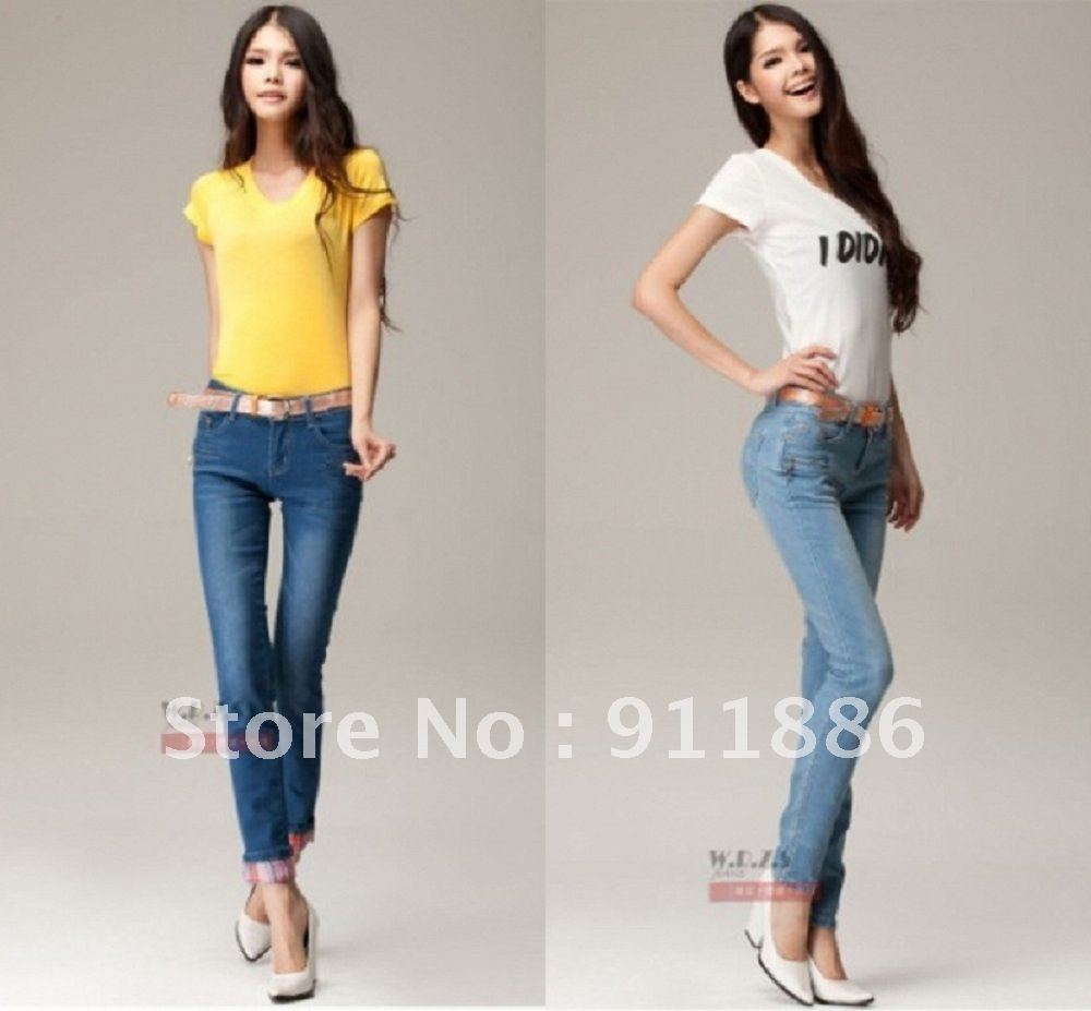2012True Womens Jeans Arrival / Mid,Sexy Stretch Show Thin Pencil Denim Jeans pants/Mill White Trousers/Free Shipping