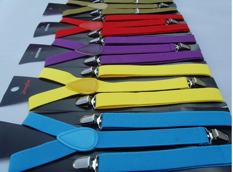 2013  100 Clip-on Adjustable Unisex Pants Y-back Suspender Braces Elastic Belt different colours