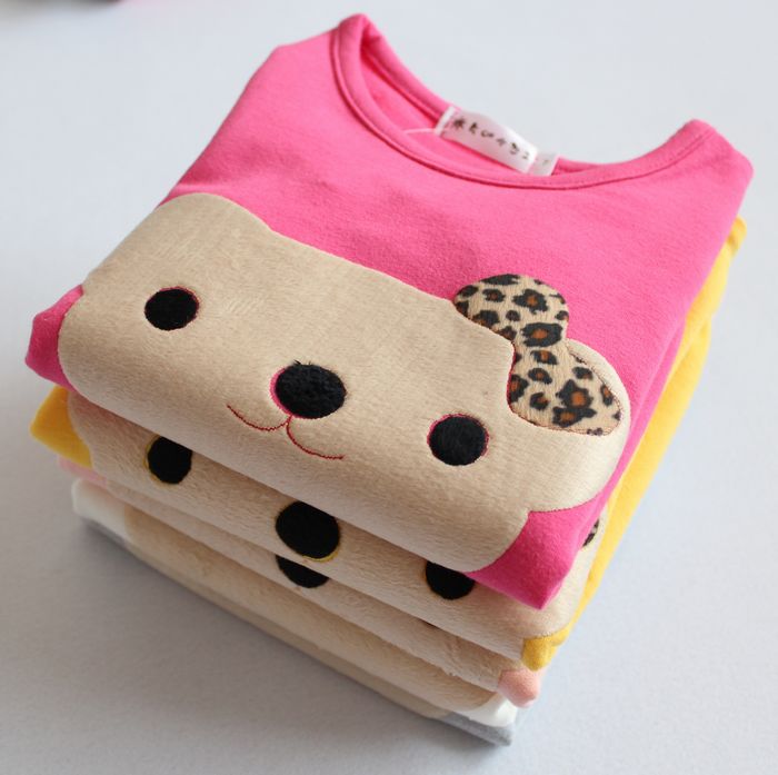 2013 100% cotton elastic basic shirt female child thin sweatshirt cartoon bear