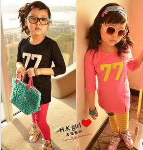 2013 100% cotton Factory price spring/autumn kid's  clothing girls clothing baby child long-sleeve T-shirt free shipping N007