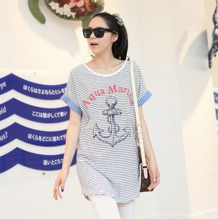 2013 100% short-sleeve cotton cool stripe maternity clothing maternity top maternity t-shirt