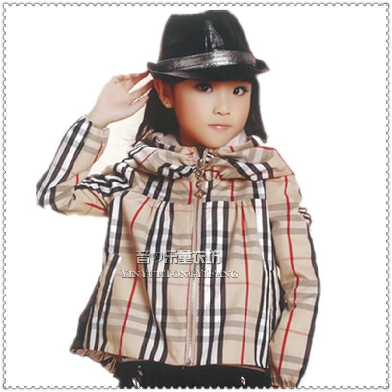 2013 12094 british style shorts female child outerwear plaid trench