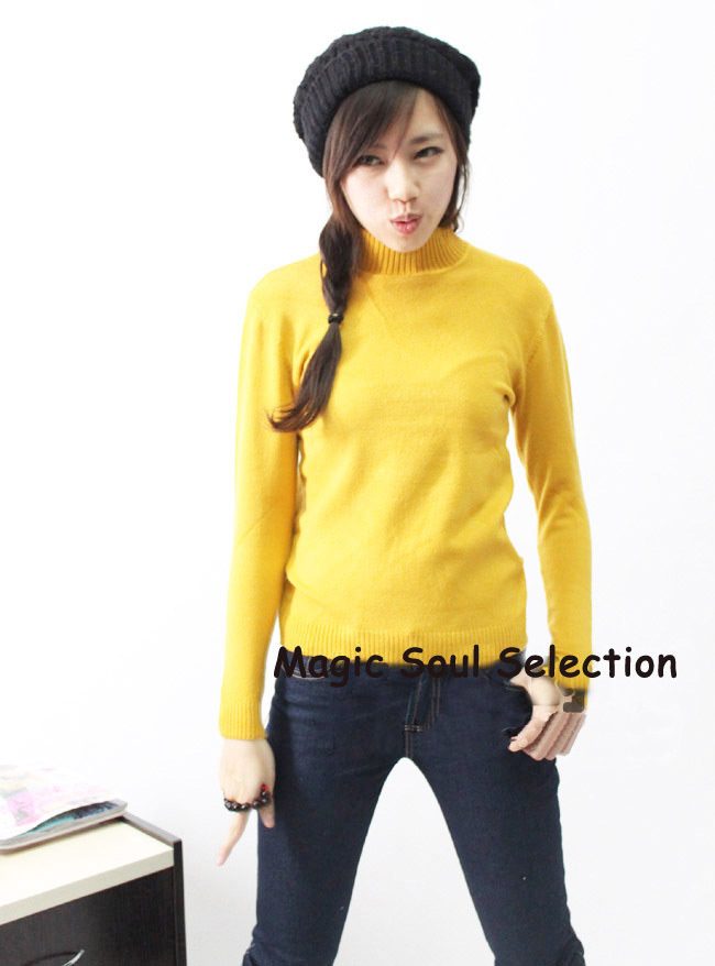 2013 2012 autumn and winter knitted women's all-match turtleneck small stand collar knitted basic shirt basic sweater wool