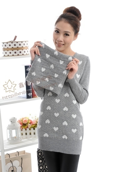 2013 2012 women's o-neck loose medium-long jacquard sweater basic sweater muffler scarf