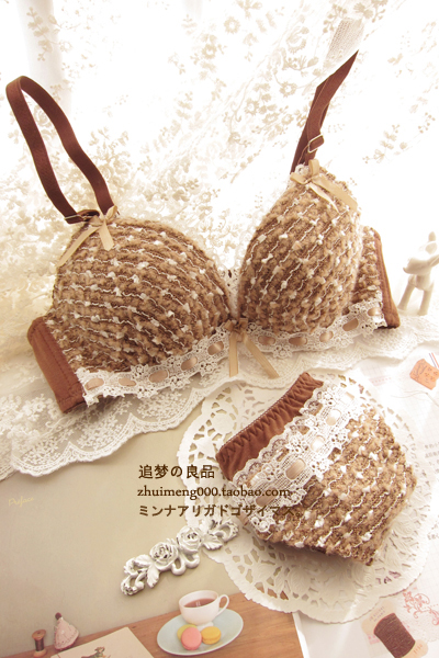 2013 2013 free shipping Coffee lace autumn and winter thermal bra set push up sexy sweet quality underwear