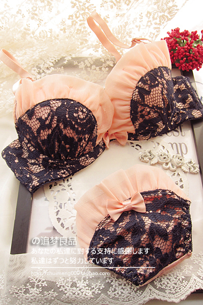 2013 2013 free shipping Shell ruffle lace crochet push up bra underwear sexy sweet underwear set