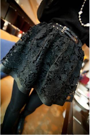 2013 6027 vintage lace short skirt leather skirt puff skirt 2013 women's bust skirt