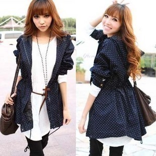 2013 8329 2012 women's polka dot top outerwear trench slim long design coat