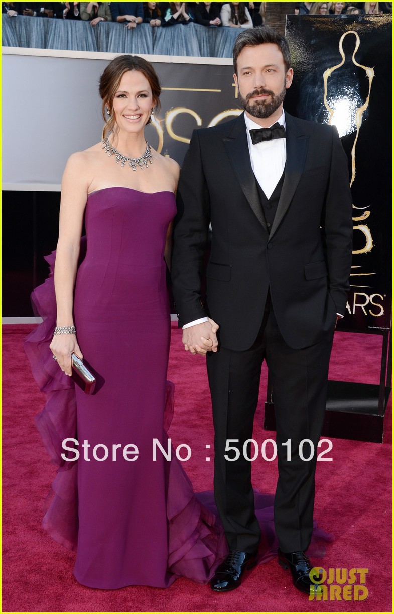2013 85th Oscar Party Jennifer Garner Sheath Strapless Ruffled Back Sweep Train Evening Dresses
