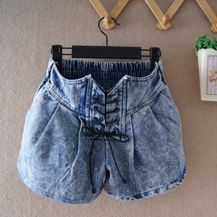 2013 All-match Bind Elastic Waist Denim Shorts 2121808