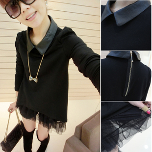 2013 all-match peter pan collar long-sleeve maternity loose t-shirt maternity clothing maternity outerwear