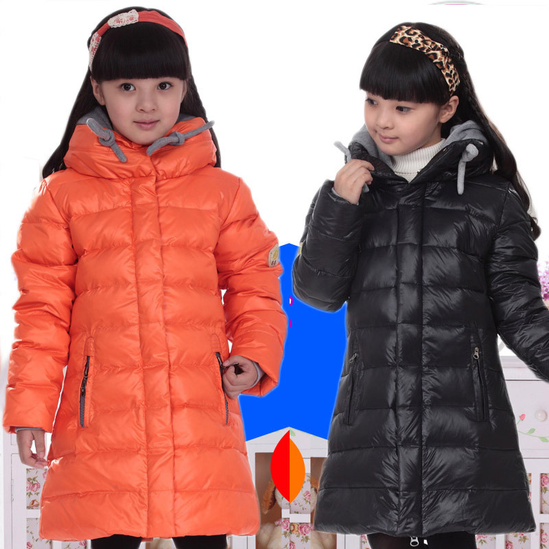 2013 autumn and winter child medium-large female child medium-long thickening down coat