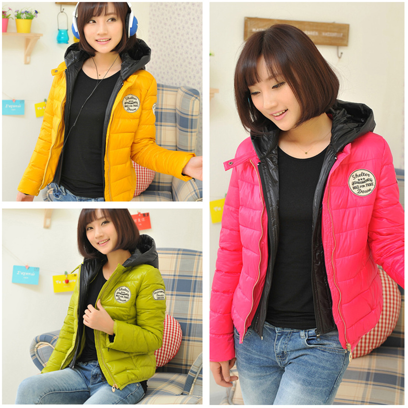 2013 autumn and winter clothing slim short jacket zipper with a thermal hood down coat